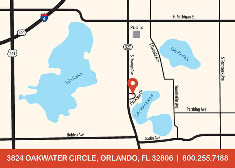 Map to new Orlando, Florida location