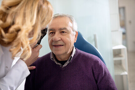 Man getting eye exam